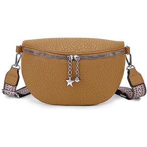 HIMS Sac bandoulière pour femme Large sangle Sac banane en cuir Avec bandoulière amovible, kaki - Publicité