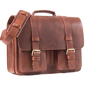 ALMADIH sac en cuir ROY Cartable bandoulière Marron Vintage serviette sac porté épaule Messenger sacoche Travail business ordinateur portable notebook Malette Besace porte-documents Homme femme - Publicité