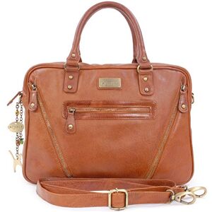 Tigi COLLECTION Cuir Vintage Sac porté épaule avec Bandoulière détachable/Sac de Travail/Porte-Documents/Mallette/Compatible Pour Laptop/Ordinateur Portable Femme  Tanne - Publicité