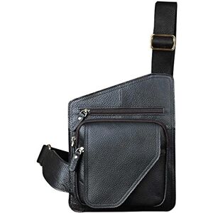 Le'aokuu Sac de Poitrine Sacoche Hommes Sac à Bandoulière étanche Mini Sac a Dos en Cuir véritable Voyage ( Noir) - Publicité