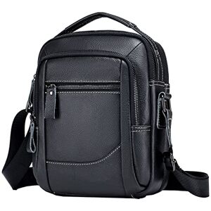 NIYUTA Sacs bandoulière Homme Sacs à Dos porté Travers Cuir Véritable Sac à Main Sacoche Bandoulière Business Loisir Pochettes Noir - Publicité