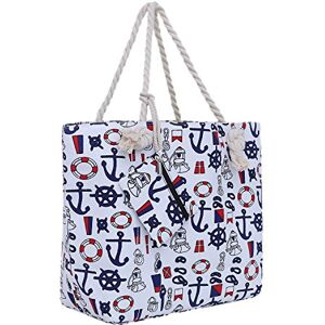 DonDon Sac de Plage Gros avec Fermeture à glissière 58 x 38 x 18 cm Style marinière Navire Blanc Bleu Rouge Yacht Style - Publicité