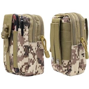 Huemtnor 2 Pièces Sac Tactique Ceinture, Multifonctionnel Sacoche Ceinture Poche, Nylon Sacoche Mini EDC Gadget Sac avec Système Molle pour Camping, Randonnée, Vélo, Escalade et Voyage (Camouflage) - Publicité