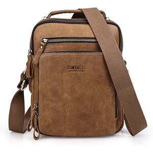 Contacts Sac fourre-tout en cuir véritable pour homme Mini iPad Crossbody Tab Bag (Marron) - Publicité