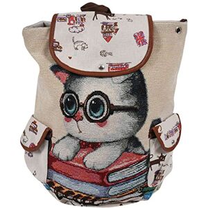 Hundnsney Femmes Toile de Bande dessinee Chat Motif Sac d'ecole Poches Sac a Main de Voyage Vintage de Voyage 3# - Publicité