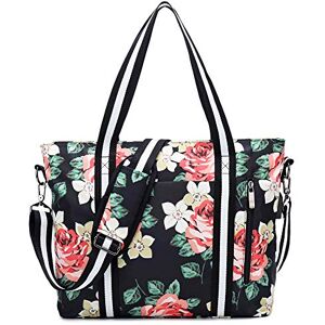 A AM Seablue Sac Housse Ordinateur Portable Sac à Main Travail Femmes 17.3 Porte-Documents Toile Floral bandoulière Filles Voyage USB Messenger RFID Anti-vol Compatible MacBook, Notebook (Noir) - Publicité