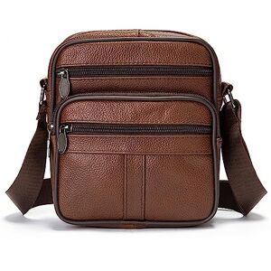 MXFDOKD Sac à Bandoulière pour Téléphone Cuir, Homme Pochette bandoulière, Rétro Sac Bandoulière en Cuir Homme Telephone Sac Epaule pour Téléphone Holster Portefeuille Messager Sacoche de Travail, Marron - Publicité