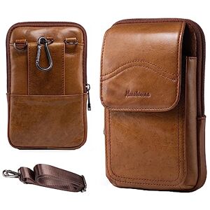 HUAZHIMAO Sac de téléphone pour Hommes, Petit Sacs à Bandoulière Étui en Cuir Mini Pochette de Ceinture Sacoche Sac de Taille Sac d'Epaule Poche pour iPhone Samsung Huawei (Marron) - Publicité