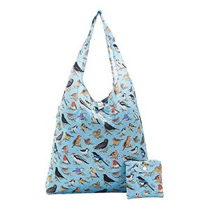 ECO CHIC Sac de courses réutilisable Cabas pliable Tote bag résistant à l'eau (Oiseaux sauvages Bleu) - Publicité
