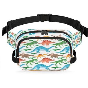 Yzrwebo Sac banane coloré pour femme et homme Motif dinosaures Sac à bandoulière tendance avec sangle réglable pour entraînement en plein air Décontracté Pour course à pied, randonnée, cyclisme, - Publicité