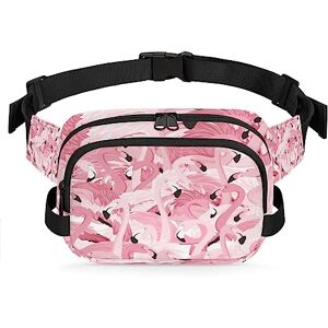 Yzrwebo Sac banane flamant rose pour femme et homme Sac banane tendance avec sangle réglable pour entraînement en plein air, voyage, course, randonnée, cyclisme, multicolore, Large - Publicité