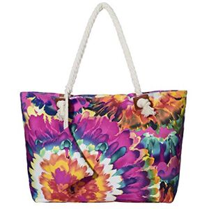 DonDon Grand sac de plage imperméable avec fermeture à glissière Sac shopping à bandoulière Vieille fleur motif aquarelle - Publicité