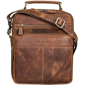 STILORD 'Joe' Pochette Homme Bandoulière Cuir Sacoche Petit Sac bandouliere Hommes Besace Cuir Vintage Cartable Sacoche Travail, Couleur:Marron Moyen - Publicité