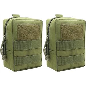 YONCONO Lot de 2 Pochette Tactique Molle Compacte Utilitaire EDC Sacoche Portable Petit Sac à Dos Militaire pour Plein Air, Camping, Chasse, Randonnée (Vert Armé) - Publicité