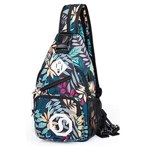 FANDARE Sacs D'école Sac de Poitrine Garçons/Filles Sac d'Epaule Homme Femme Sacoche Sling Bag Sac À Dos avec USB Sac Bandoulière Voyage Sport Crossbody Bag Imperméable Polyester Feuilles Bleues A - Publicité