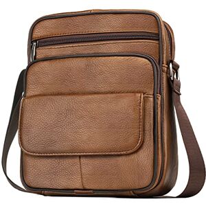 MISWAN Sacoche Homme Bandouliere Cuir Veritable Petit Sac porté Epaule Ipad Homme Pochette Besaces Sac Bandoulière Homme Sac de Messager Porte-documents Sacs Business Vintage (Brun 3) - Publicité