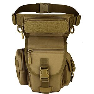 Xieben Tactique Militaire Taille Extérieure Fanny Pack Jambe Sac pour Hommes Femmes Imperméable en Nylon Multi-usages Moto Vélo Cuisse Drop Ceinture Bum Pochette Kaki - Publicité