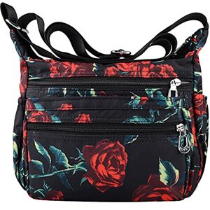 NOTAG Sac Bandoulière Femmes, Léger Multi-poches Sac Messenger en Imperméable Nylon Casual Sac Porté épaule (Rouge) - Publicité