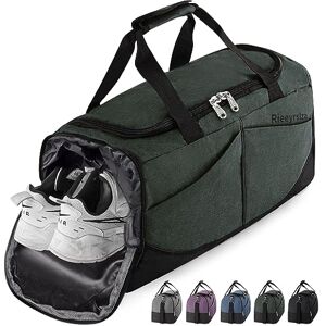 Rieeyrslza Sac de Sport avec Compartiment Chaussures 40L Grande Sac de Sport Sacs de Voyage Weekend Sac Sac de Sport Waterproof Multiuse Sac à Bandoulière ou Fourre-Tout(Vert Armée o2) - Publicité