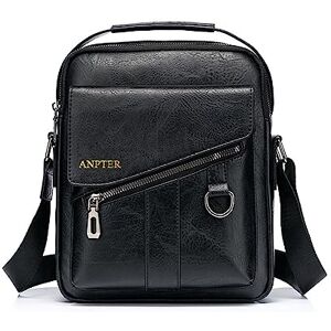 ANPTER Sacoche Homme Sacs Bandoulière Vintage Sacoche Bandouliere Cuir Petite Shoulder Bag Crossbody Business Cartable Besace Pochette Sacs à main pour le Sport les Voyages le Travail(Noir Sacs bandoulière) - Publicité