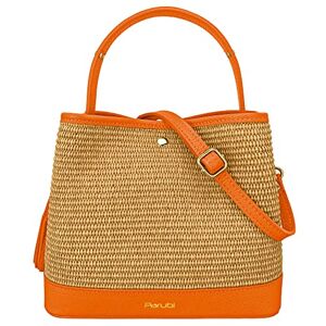 Parubi Sac à Main avec Bandoulière en Raphia Naturel et Cuir Véritable, Sacs à Bandoulière Fabriqué en Italie, Sac en Raphia Taille Moyenne Sac Plage en Rafia pour Femme et Filles (Elide) - Publicité