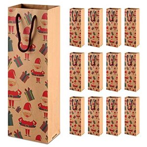 Siumir 12 pcs Sacs de Vin de Noël Sacs Cadeaux pour Bouteille de Vin 12.5 x 8 x 36.5 cm Sacs Kraft pour Champagne - Publicité