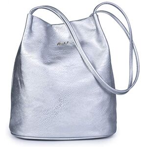 Mabel London Delilah Sac à main cuir PU soft type cabas (Taille moyenne) Argent - Publicité