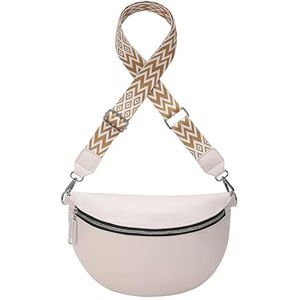 GSenhui Sac banane en cuir pour femme Sac bandoulière pour femme Sangle large avec fermeture éclair Sac à bandoulière pour femme Noir pour les voyages, B 01-blanc - Publicité