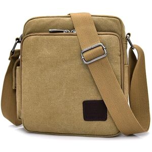 Outreo Sac bandoulière Homme Sac Besace Vintage Petit Porté épaule Sac en Toile Sacoche de Voyage pour école Université Cours Travail Sport Bourse Rétro Pochette Messager, Beige, Medium - Publicité