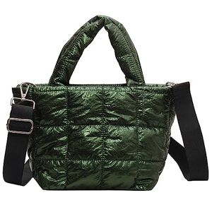 HIMS Sac à bandoulière matelassé tendance en treillis pour femme Sac à main femme nylon rembourré matelassés sacs hobo coton vêtements plaid sacs à main rembourrés en coton fourre tout (A-Vert) - Publicité