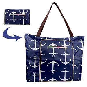 Rayson Sac de plage Femme Grand en Tissu Oxford 46x0x43 cm Pliable Tote bag Fermeture Eclair Aesthetic Sac Cabas à Bandoulière Piscine(Ancre de bateau bleue) - Publicité