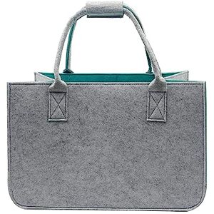 Zzcy Sacs à Provisions Réutilisable en Feutre Sac de Rangement Pliable Panier à Provisions Poignée De Sac Fourre-Tout en Feutre Avec Poche Intérieure,40x27x27cm,30L,Gris et Vert - Publicité