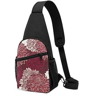 BAFAFA Sac de poitrine tactique imprimé fleur rouge sac de poitrine sac de course sac banane sac de poitrine de cyclisme poche poitrine, Noir , Taille unique - Publicité