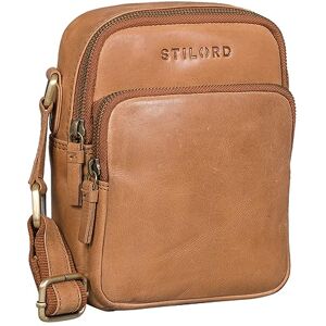 STILORD 'Maxi' Pochette Homme Bandoulière en Cuir Sacoche à l'Épaule Petit Petit Sac à Main pour Hommes Mini Messenger Bag Cuir Véritable, Couleur:taranto Marron - Publicité