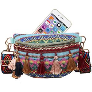 Richolyn Sac banane boho Style rétro ethnique bohème Sac à bandoulière Mode femme Style ethnique Poche poitrine - Publicité