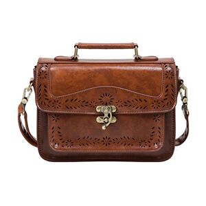 ECOSUSI Sac Bandoulière Femme Vintage en Cuir PU Petit Sac Messager Porte-documents 13 Pouces Sac Portés Épaule, Marron, S - Publicité