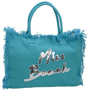 Miss Beach sac de bain zippé sac de plage sac pique-nique cabas en toile, Turquoise XL - Publicité