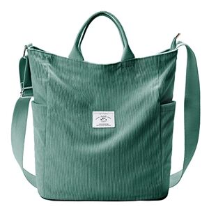 KALIDI Sac fourre-tout en velours côtelé, grand sac à bandoulière Hobo anti-éclaboussures, sac à fermeture éclair, décontracté, travail, shopping, femme, vert - Publicité