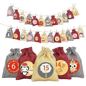 Chaies Calendrier De L'Avent Vide A Remplir Soi Meme 2023 Femme Homme Enfant, Sac pour Calendrier De L'Avent 24 Sachets en Tissu, Sacs en Toile De Jute Pochon Pochette Calendrier De L'Avent DIY Decora - Publicité