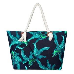 DonDon Grand sac de plage imperméable avec fermeture à glissière Sac shopping à bandoulière feuilles bleu - Publicité