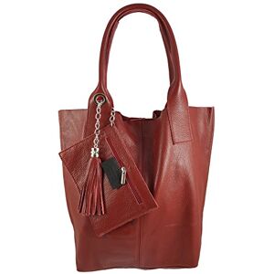 Freyday S03 Sac à main en cuir véritable pour femme avec sac à bijoux disponible dans de nombreuses couleurs Aspect métallique, rouge foncé, L - Publicité