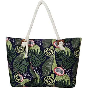 DonDon Grand sac de plage imperméable avec fermeture à glissière Sac shopping à bandoulière Fruits tropicaux - Publicité