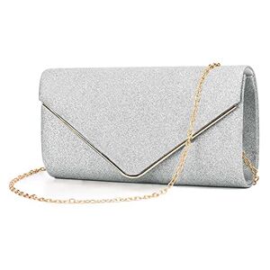 Fioeyr Pochette élégante à paillettes pour femme Pochette de soirée Sac à bandoulière Pour soirée de mariage, bal de fin d'année, fête, Argenté. Publicité