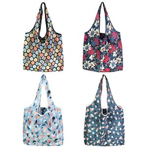 Pinsheng Lot de 4 Sac à Provisions Réutilisable, Sacs de Courses Pliable de Poche Sac de Épicerie en Tissu Lavable pour Extérieur Fruits et Légumes (46 X 60 cm) - Publicité