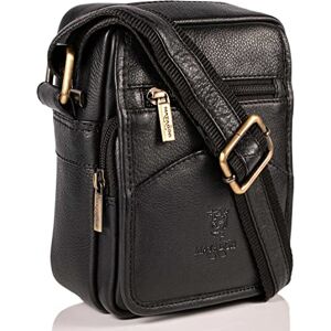 MATADOR Petit Sac Bandoulière Homme en Cuir Véritable avec Multipoches Zippé de YKK   Sacoche Homme Bandouliere Fait Main Grande Capacité   Pochette Homme Voyage Sacs Bandoulière   Nappa Noir - Publicité