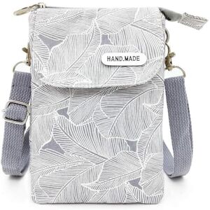 Ritte Pochette Portable Bandoulière Femme, Sac Telephone Portable Femme, Toile Petit Sac à Bandoulière, Mini Multifonctionnel Sacoche Femme Bandoulière, pour Voyages, Shopping, Quotidiens, Gris - Publicité