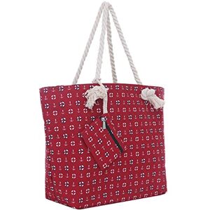 DonDon Sac de Plage Gros avec Fermeture à glissière 58 x 38 x 18 cm Style marinière Rouge - Publicité