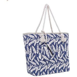 DonDon Sac de Plage Gros avec Fermeture à glissière 58 x 38 x 18 cm Plumes Bleu Beige Beach Style - Publicité