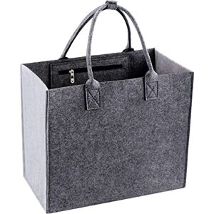 UMILKI Sac de Course en Feutre, 21L Sac à Provisions en Feutre avec Boutons-pression/Poche, Sac en Feutre Est en Feutre Gris, Sac de Shopping en Feutre pour Shopping/Vêtement/Bois de Chauffage (34.5*30*20cm) - Publicité