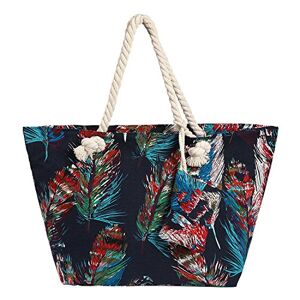 DonDon Grand sac de plage imperméable avec fermeture à glissière Sac shopping à bandoulière plumes colorées - Publicité